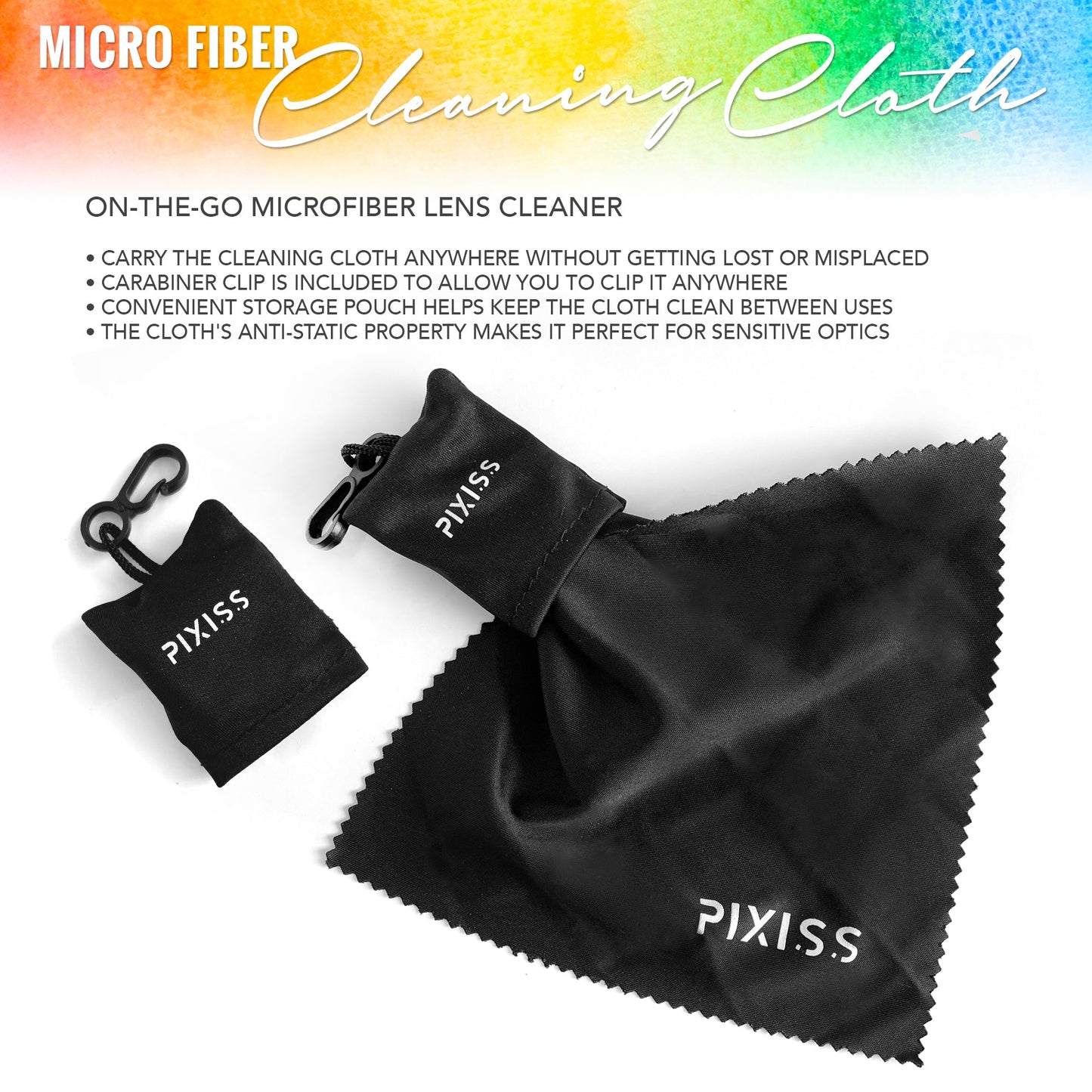 PIXISS Photography Calibration Cards with Lanyard and Lens Cloth by Pixiss