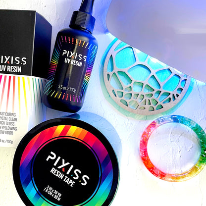 PIXISS UV Resin, Resin Tape & UV Mini Light with FREE Accessories Kit by Pixiss