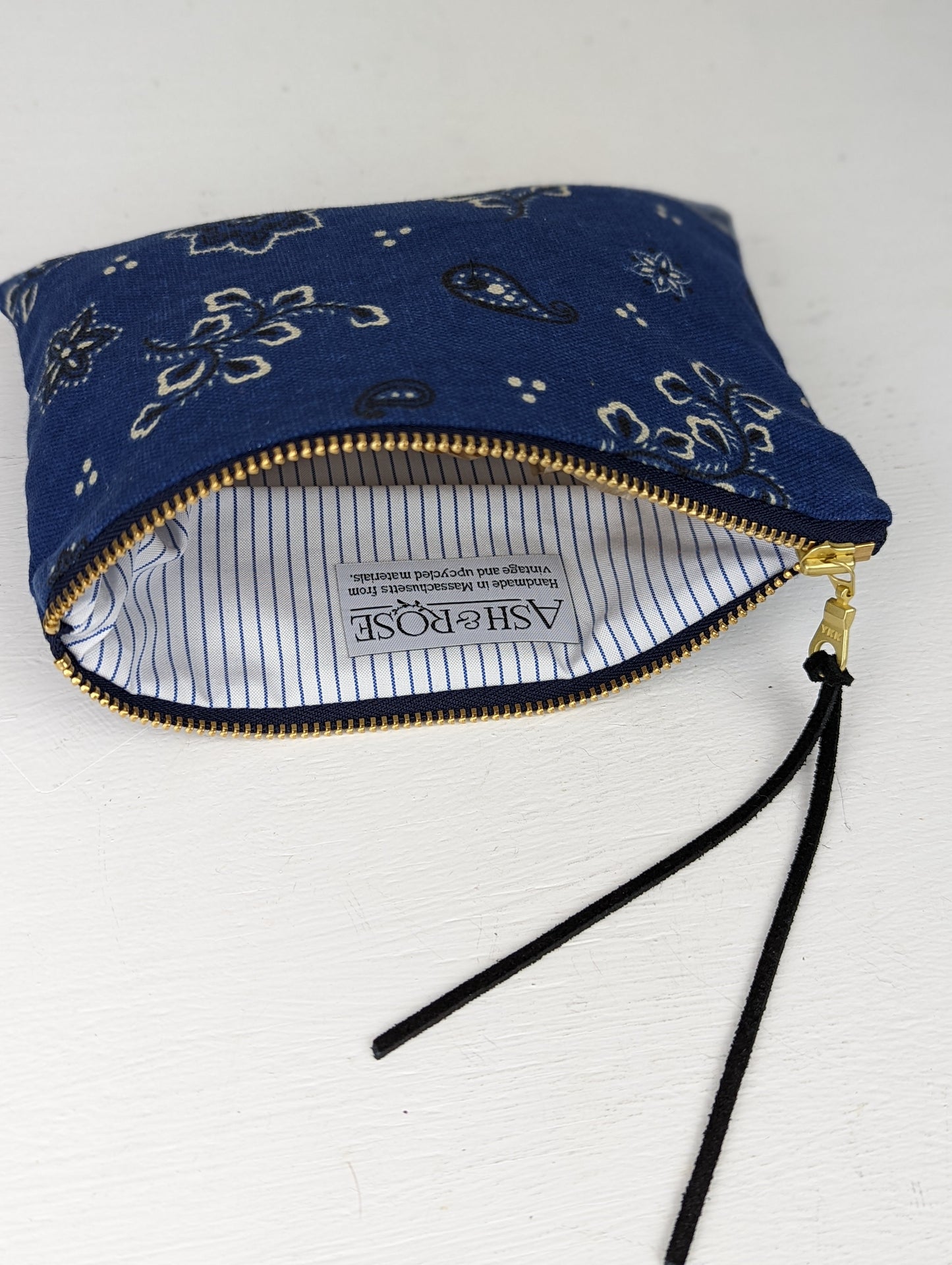 Blue Bandana Mini Zip Clutch - FINAL SALE by Ash & Rose