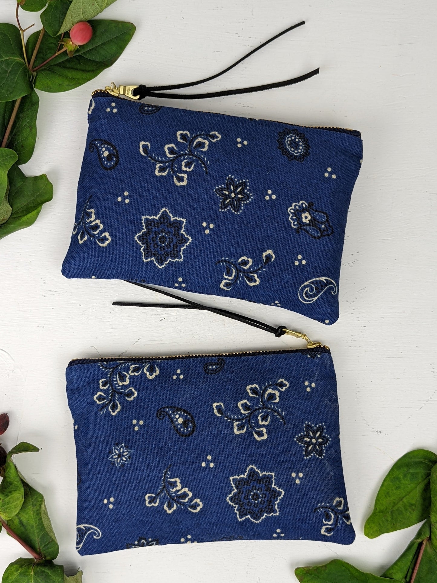 Blue Bandana Mini Zip Clutch - FINAL SALE by Ash & Rose