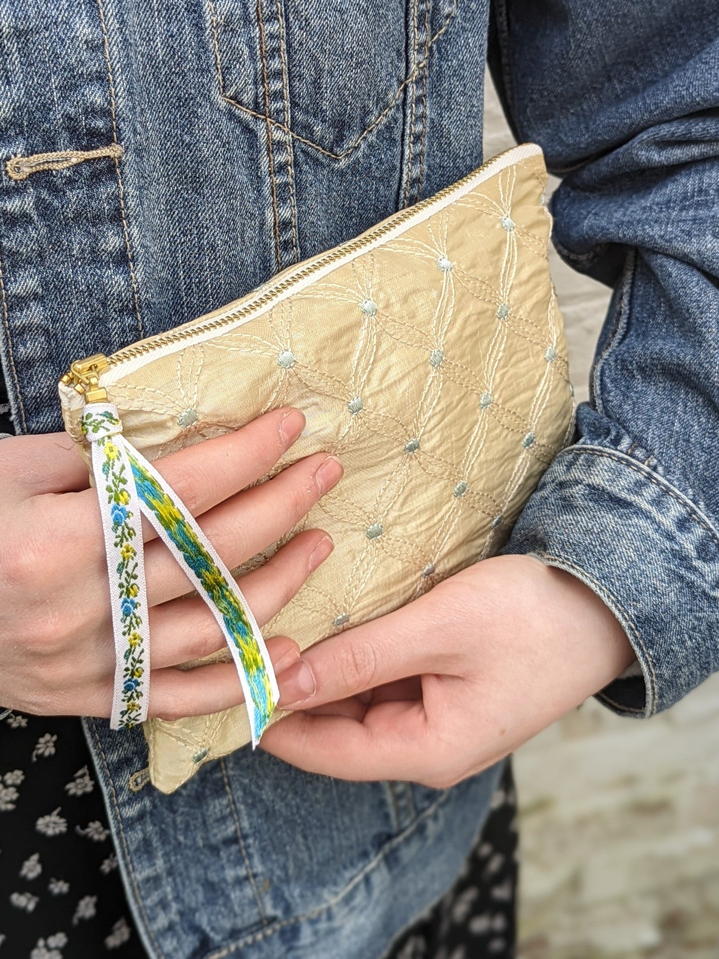 Beatrice Something Blue Embroidered Clutch by Ash & Rose