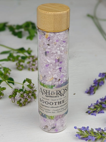 Sooothe Lavender Oatmeal Bath Soak Vial by Ash & Rose
