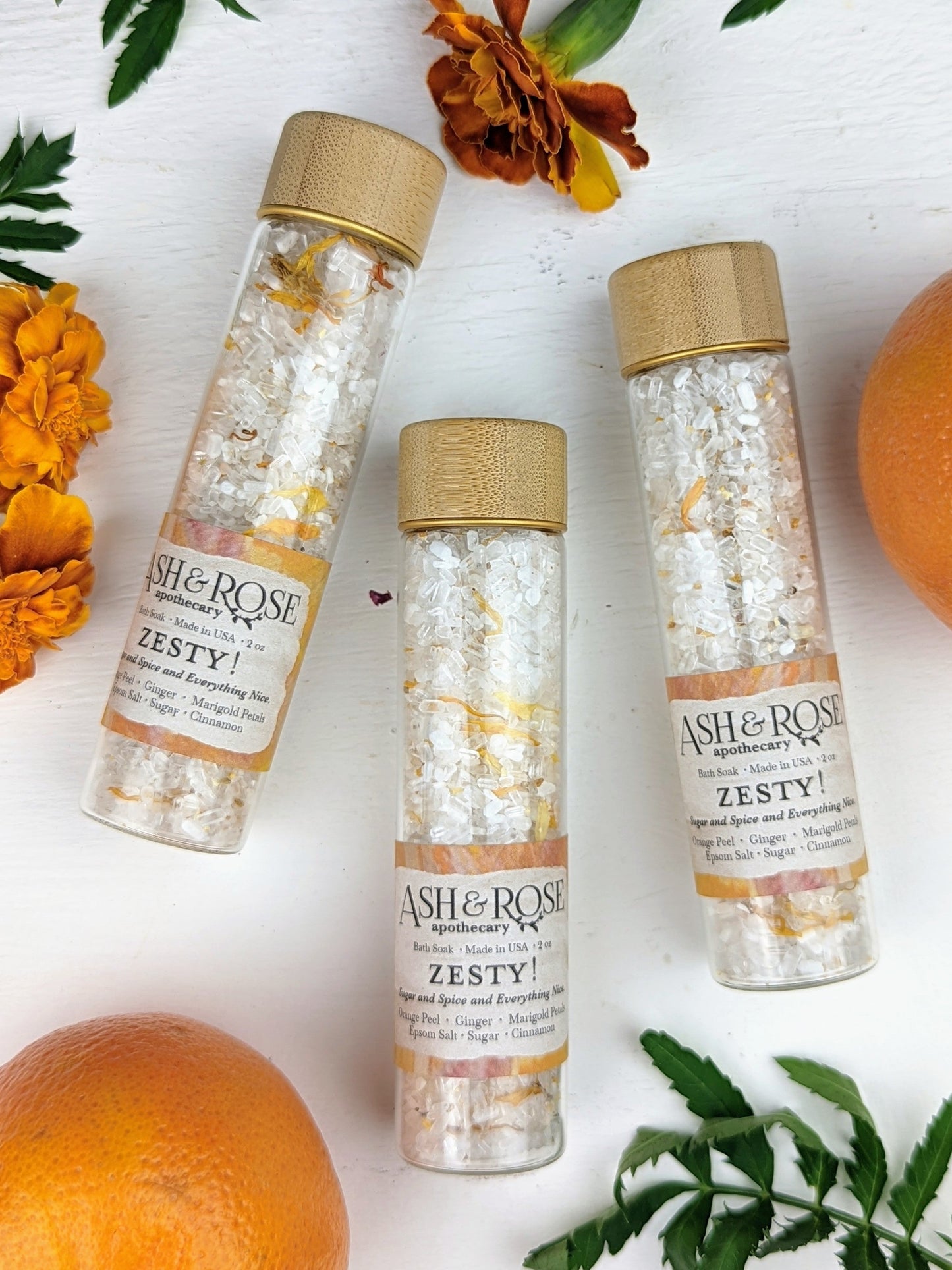 Zesty Orange Ginger Bath Salt Vial by Ash & Rose