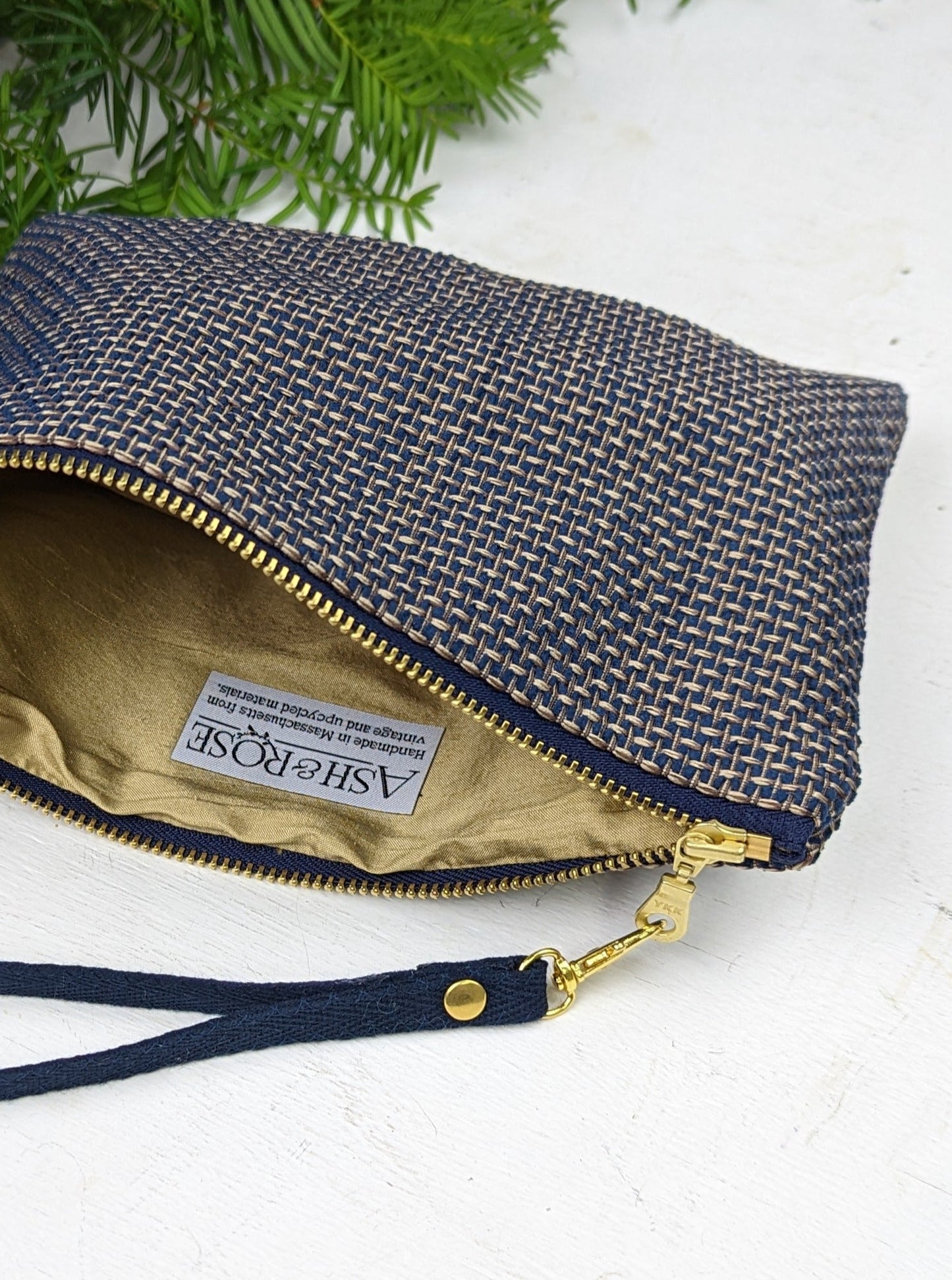 Golden Navy Tweed Purse by Ash & Rose