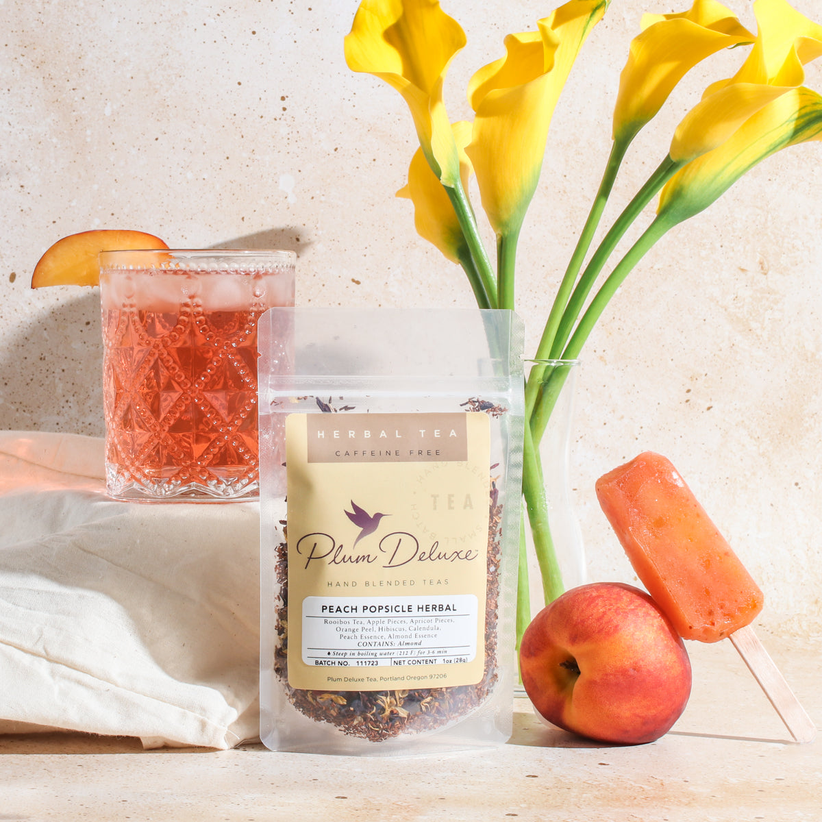 Peach Popsicle Herbal Tea (Peach-Almond) by Plum Deluxe Tea