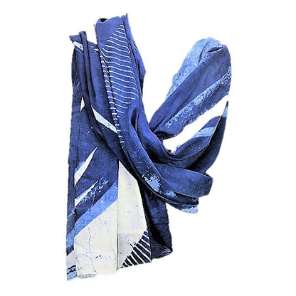 Serenity Indigo handprinted scarf by OMSutra