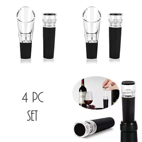 Pour And Preserve Wine Bottle Spouts And Stoppers Set Of 4 by VistaShops