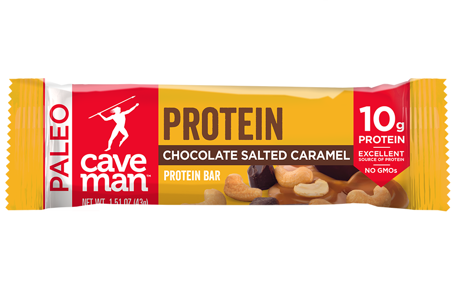 Chocolate Salted Caramel Protein Bars by Caveman Foods