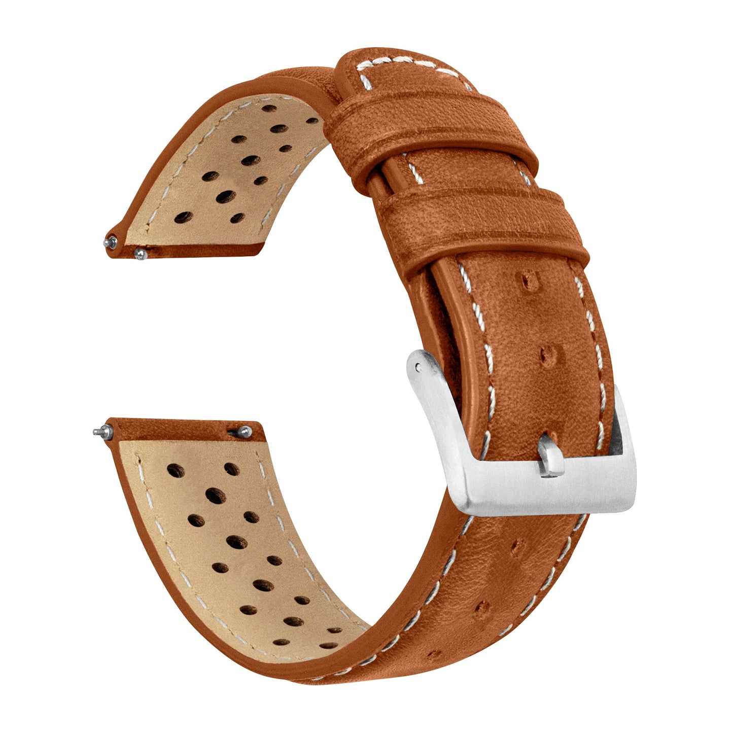 Samsung Galaxy Watch Active 2 | Racing Horween Leather | Caramel Brown & Linen Stitch by Barton Watch Bands