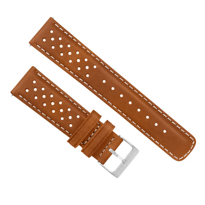 Samsung Galaxy Watch Active 2 | Racing Horween Leather | Caramel Brown & Linen Stitch by Barton Watch Bands