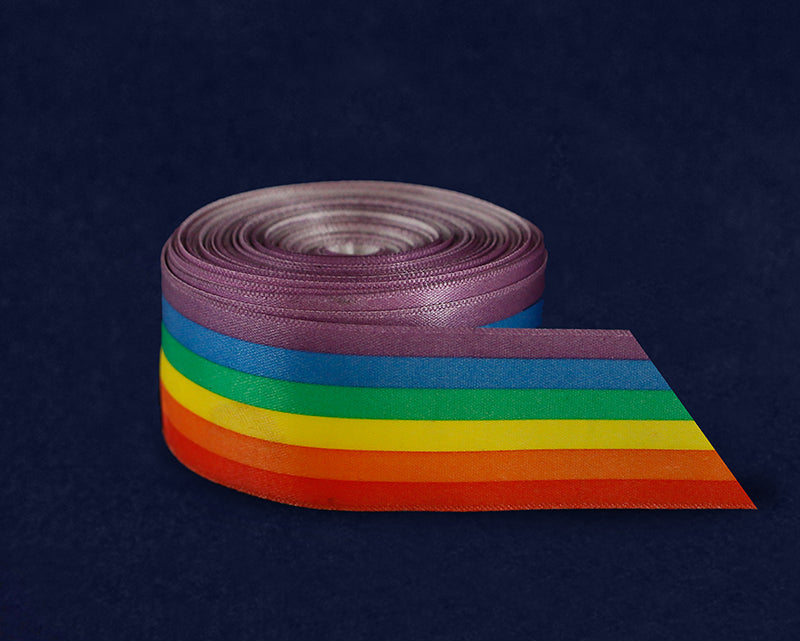 20 Yards Satin Striped Rainbow Ribbon By The Yard by Fundraising For A Cause