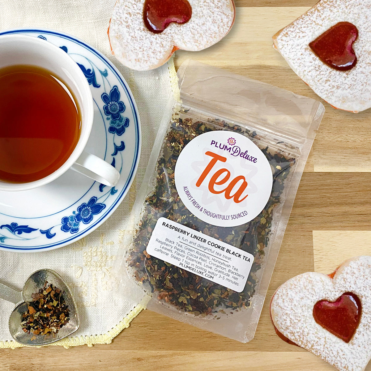 Raspberry Linzer Cookie Dessert Tea by Plum Deluxe Tea