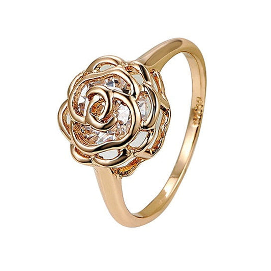 Rose Is A Rose Set of 4 or Rings In 18kt Rose Crystals In White Yellow And Rose Gold Plating by VistaShops