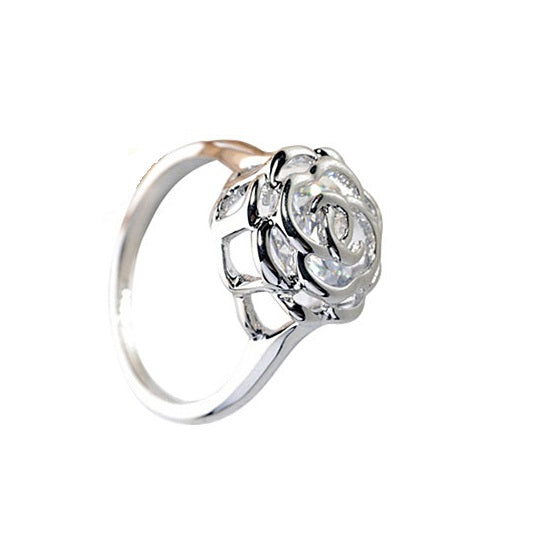 Rose Is A Rose Set of 4 or Rings In 18kt Rose Crystals In White Yellow And Rose Gold Plating by VistaShops