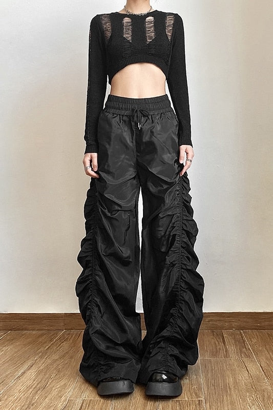 Wide Leg Ruched Trousers by White Market