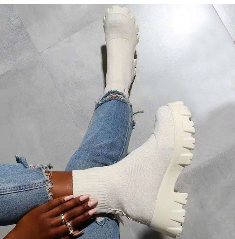 Sock Platform Boots by White Market