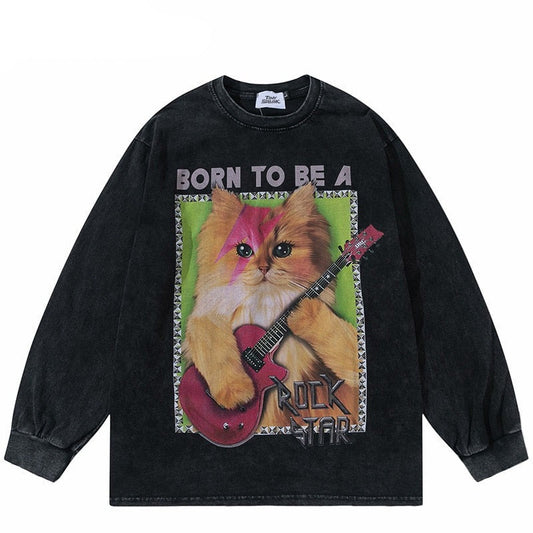 Born To Be A RockStar Kitty Longsleeve by White Market