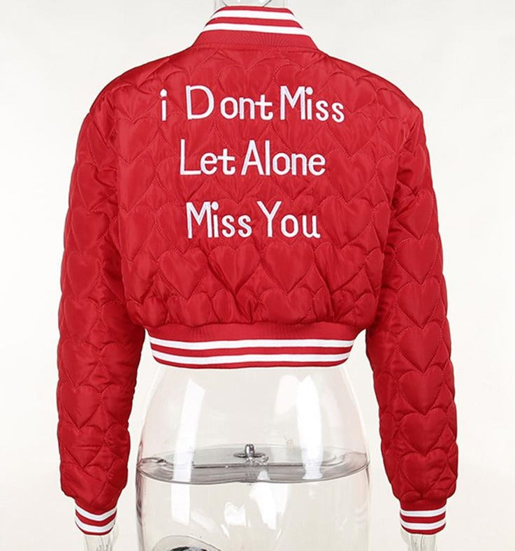 "I Don't Miss, Let Alone Miss You" Heart Bomber by White Market