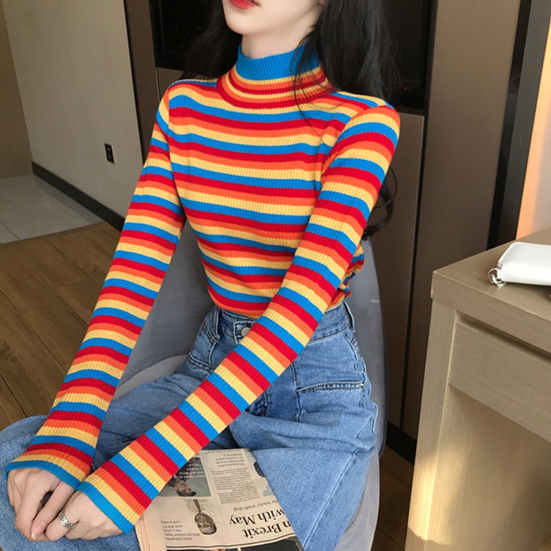 Knitted Rainbow Top by White Market