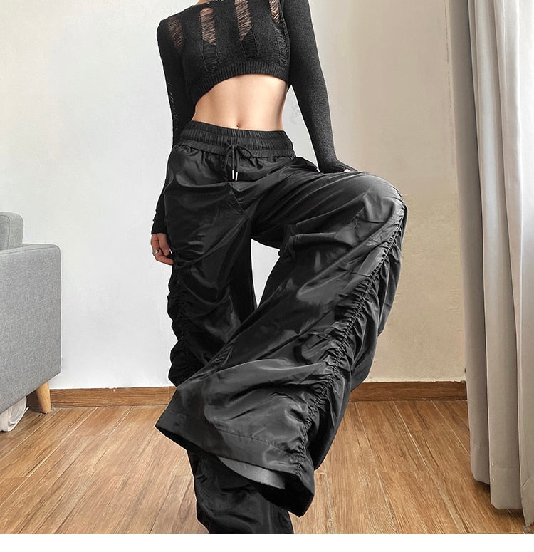 Wide Leg Ruched Trousers by White Market