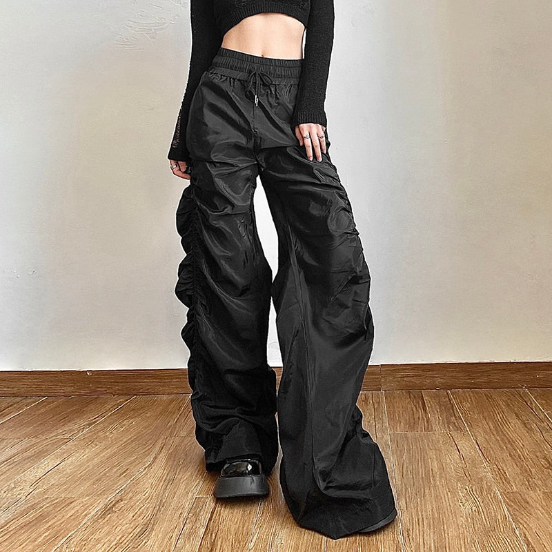 Wide Leg Ruched Trousers by White Market