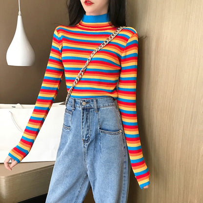 Knitted Rainbow Top by White Market