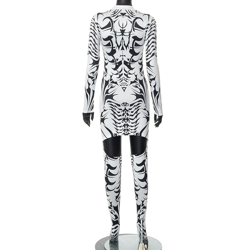 Cyber Skeleton Dress And Socks by White Market