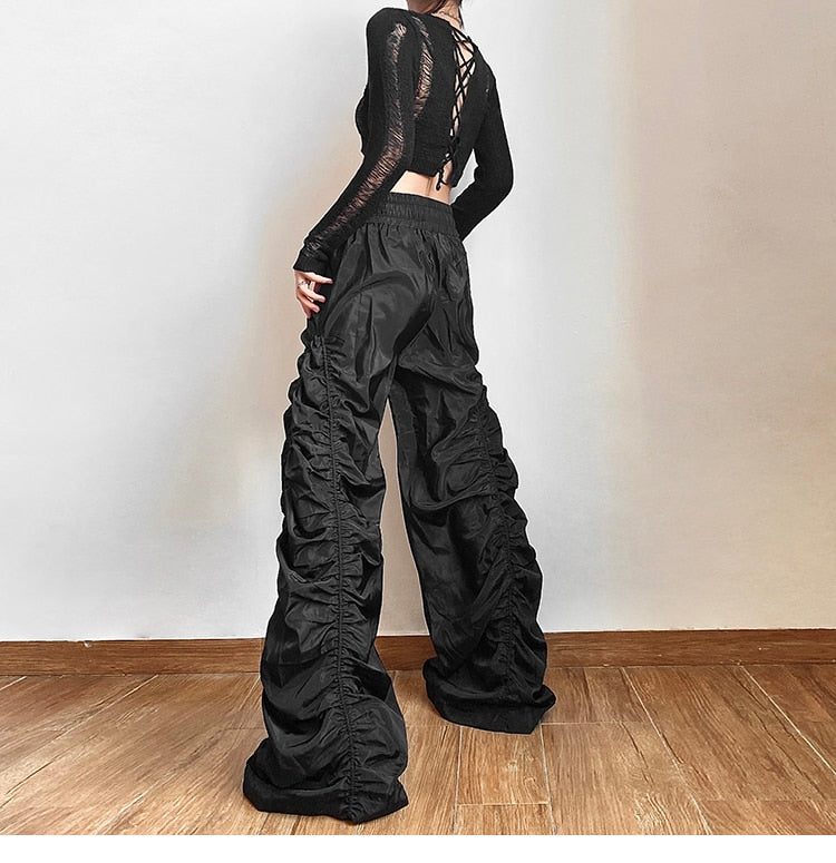 Wide Leg Ruched Trousers by White Market