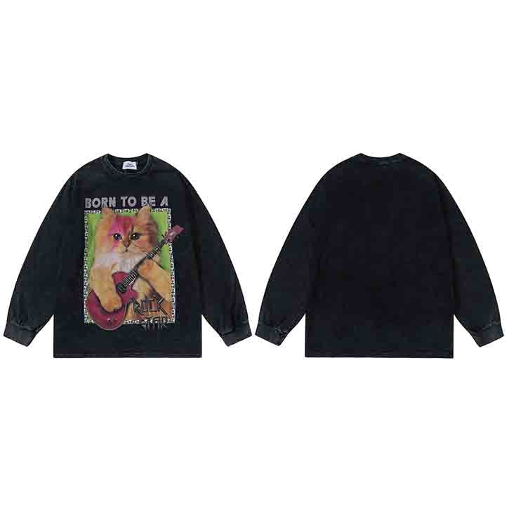 Born To Be A RockStar Kitty Longsleeve by White Market