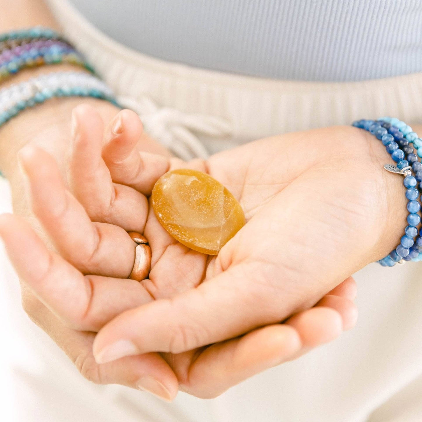 Yellow Calcite Worry Stone by Tiny Rituals