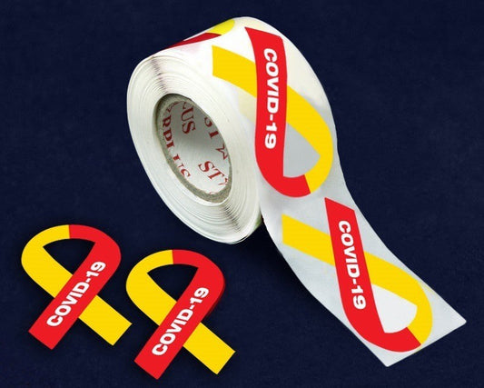 Large Coronavirus Disease (COVID-19) Awareness Ribbon Stickers (250 per Roll) by Fundraising For A Cause
