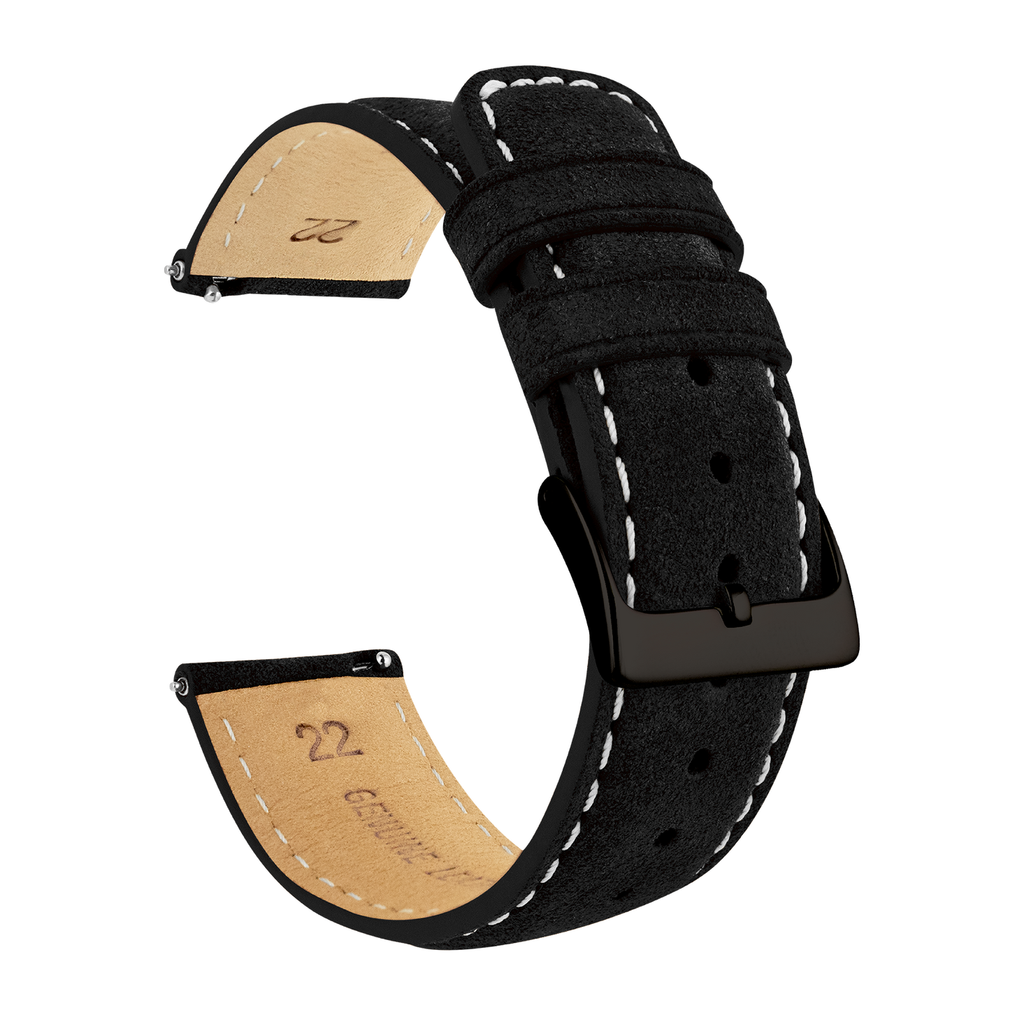 Samsung Galaxy Watch4 | Black Suede & Beige Stitching by Barton Watch Bands