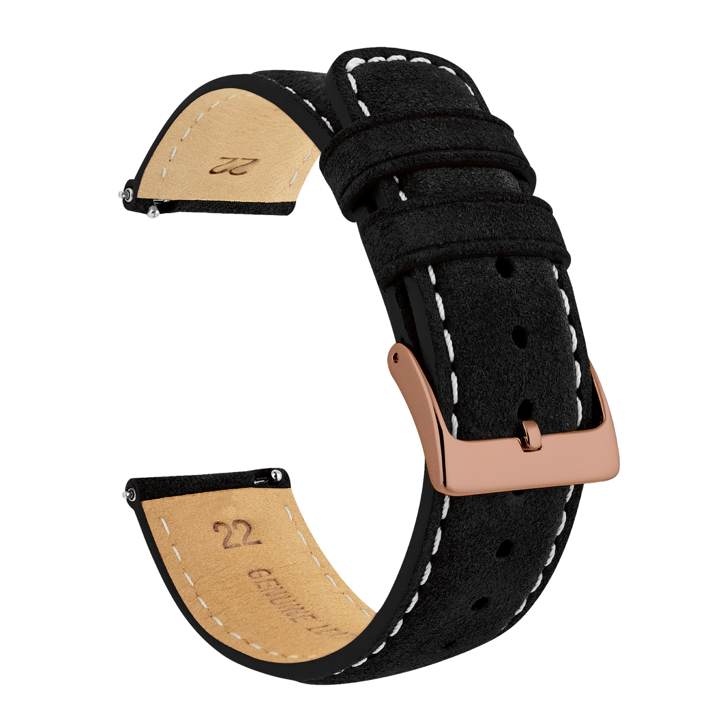 Samsung Galaxy Watch4 | Black Suede & Beige Stitching by Barton Watch Bands