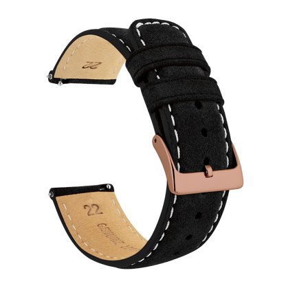 Samsung Galaxy Watch4 | Black Suede & Beige Stitching by Barton Watch Bands