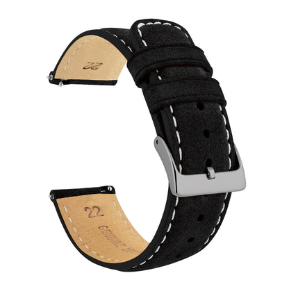 Samsung Galaxy Watch4 | Black Suede & Beige Stitching by Barton Watch Bands