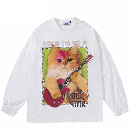 Born To Be A RockStar Kitty Longsleeve by White Market