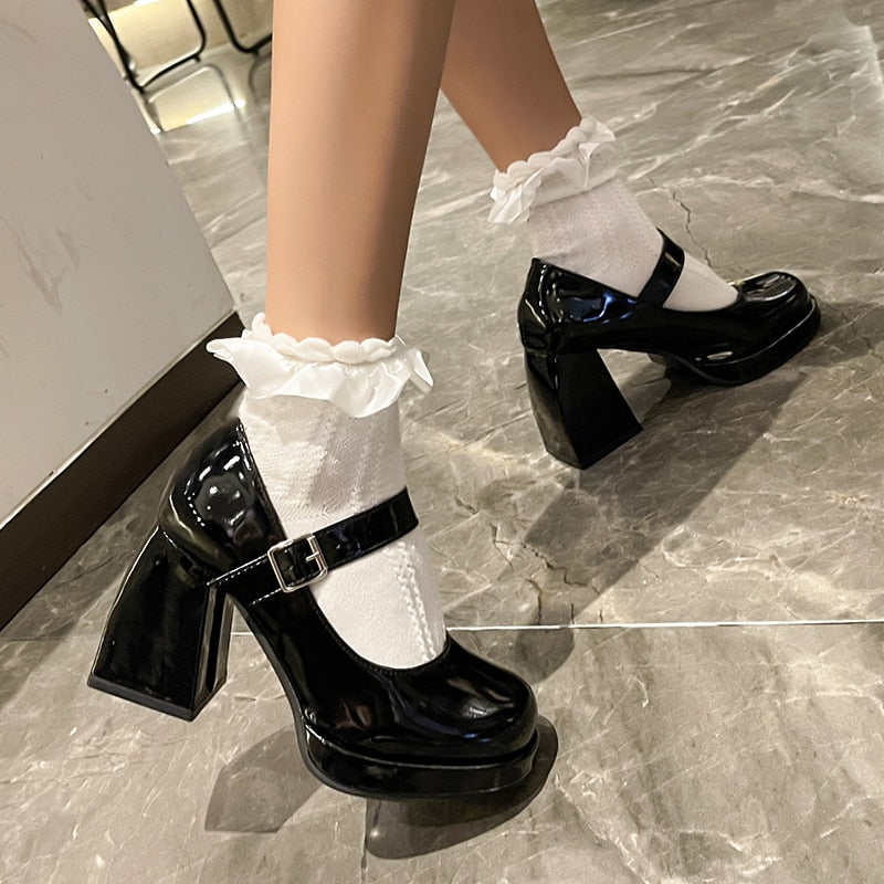 Mary Jane Platform Heeled Shoes by White Market