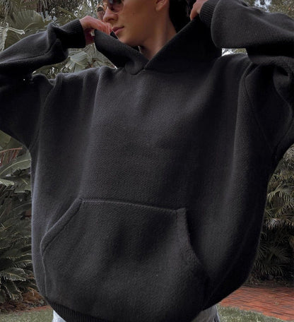 Oversized Knitted Oversized Pullover Hoodie by White Market