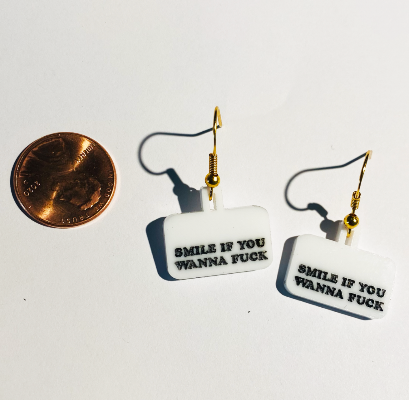 "Smile If You Wanna Fuck"  Earrings by White Market