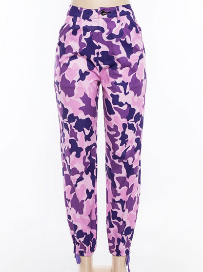 Purple Camouflage Trousers by White Market