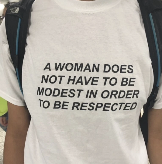 "A Woman Does Not Have To Be Modest In Order To Be Respected" Tee by White Market