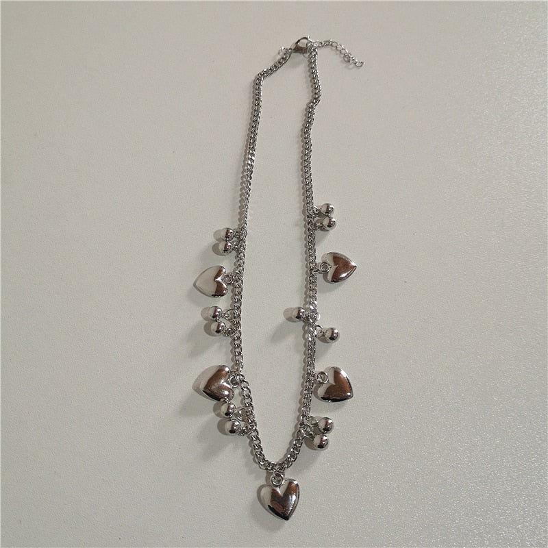 Silver Hearts Necklace Set by White Market