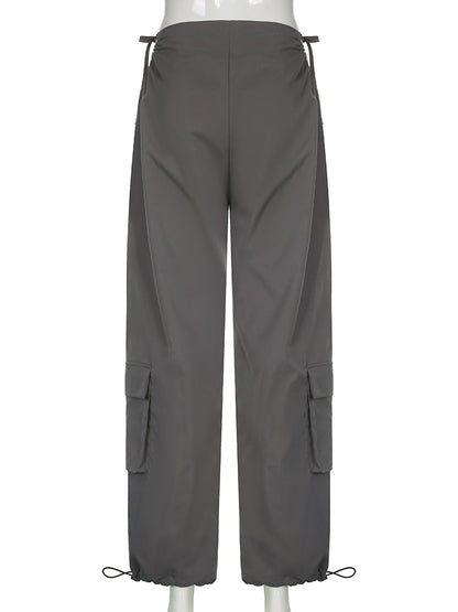 Low Waisted Tie Up Cargo Pants by White Market