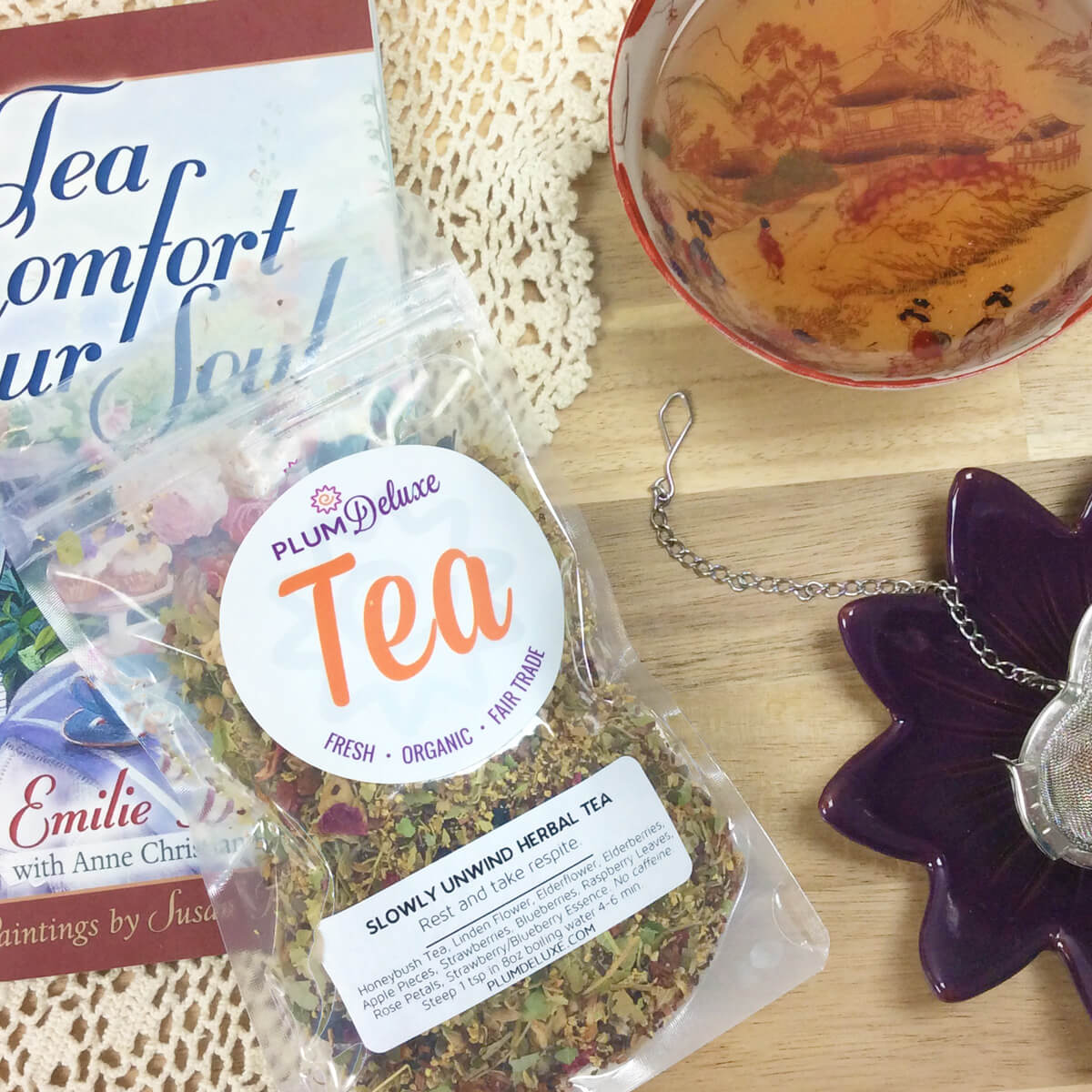 Slowly Unwind Herbal Tea (Linden Flower - Elderflower - Berry) by Plum Deluxe Tea