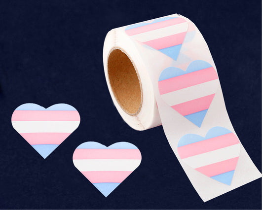 Roll Transgender Heart Shaped Stickers (250 per Roll) by Fundraising For A Cause