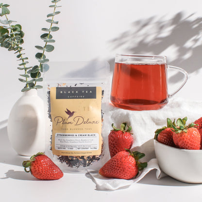 Strawberries & Cream Black Tea (with Rose) by Plum Deluxe Tea
