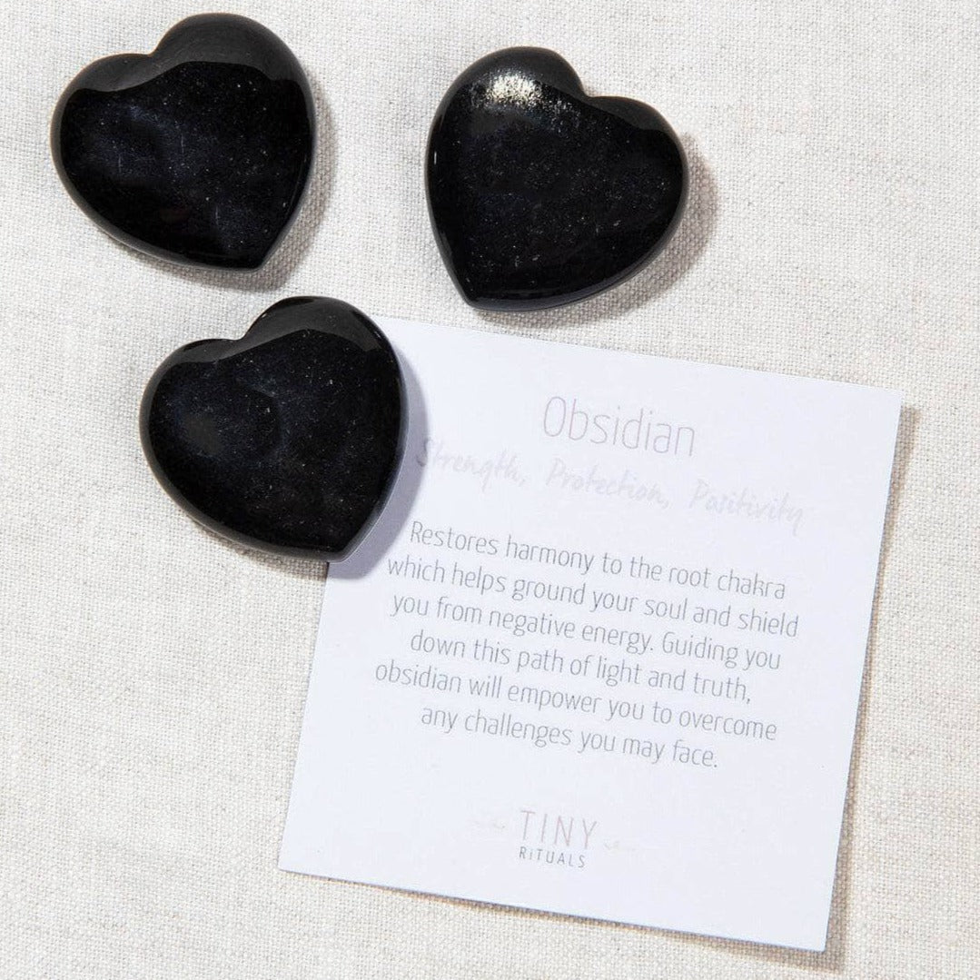 Black Obsidian Mini Heart Set by Tiny Rituals