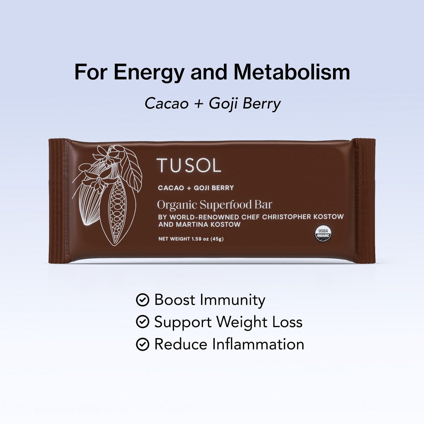 Organic Protein + Superfood Bars by TUSOL Wellness