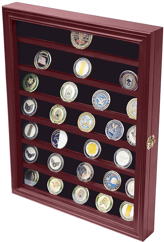 Military Challenge Coin Display Case Cabinet Rack Holder with Door.. by The Military Gift Store