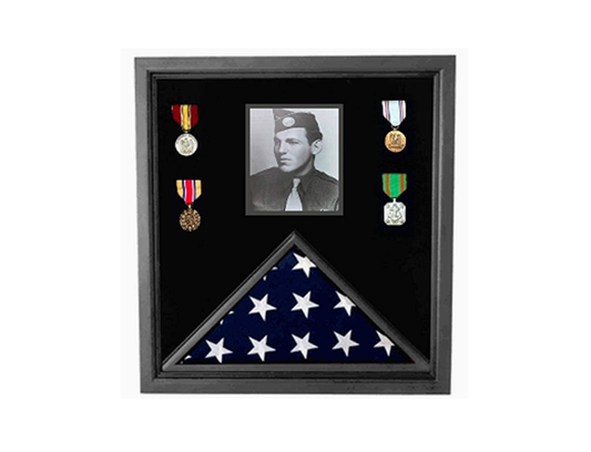 Flag Connections Military Photo Flag and Medal Display Case by The Military Gift Store